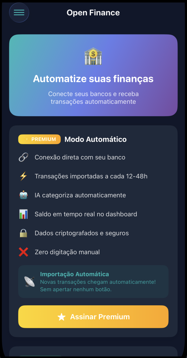 Open Finance MoneyZone - Conexão automática com bancos
